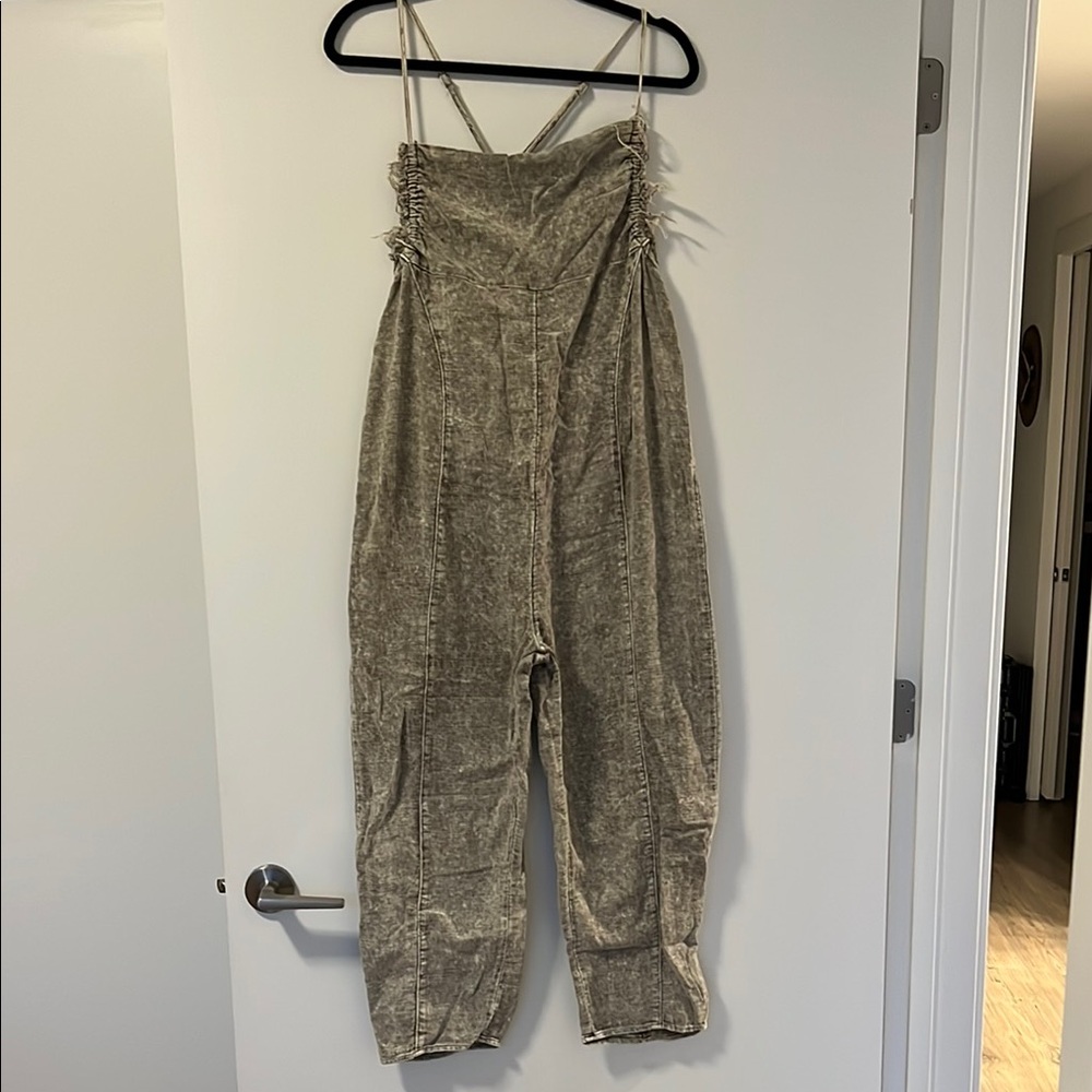 Urban Outfitters Tan Utility Jumpsuit with Cinched Waist